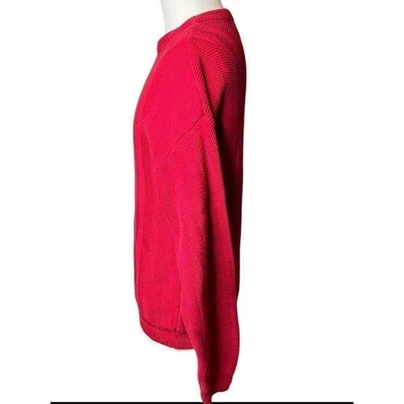 Ralph Lauren Chaps Vintage Sweater Mens Large Red Crest Herringbone Hand Framed - Picture 6 of 9